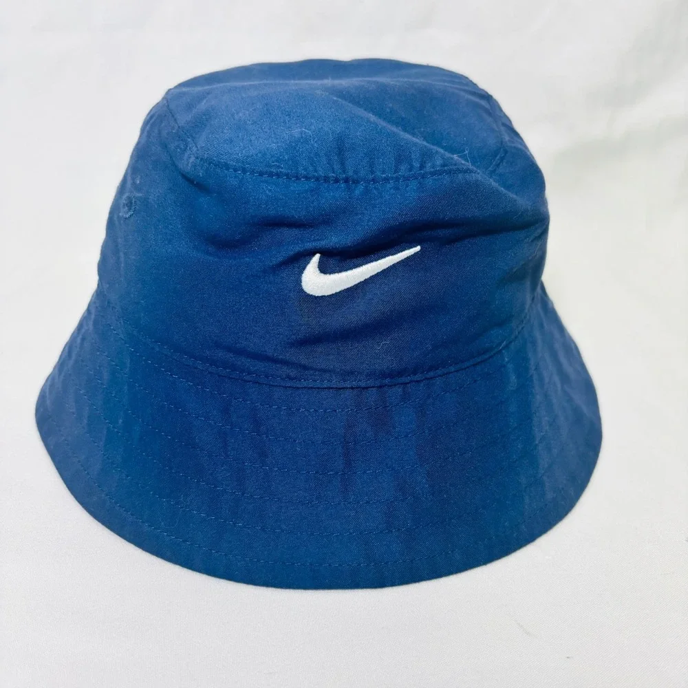Nike Infant Sun Bucket Hat Navy Blue UPF 40+ Swoosh Chin Strap